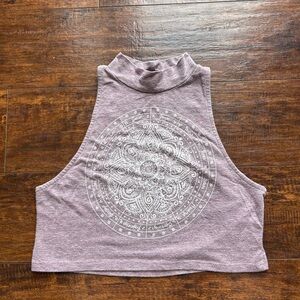 Charlotte Russe Lilac High Neck Graphic Crop Top